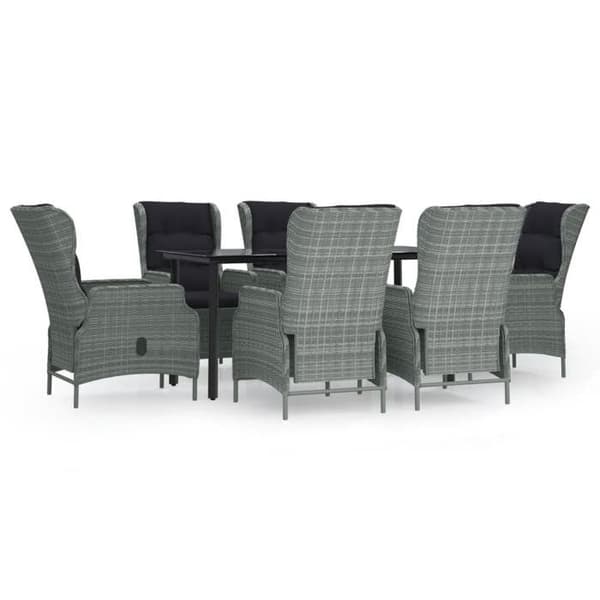 Maison Exclusive - Trädgårdsset 7 delar Ljusgrå Flätad resin