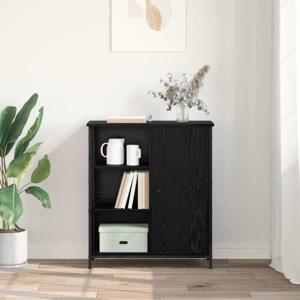 Maison Exclusive - Buffet Sort egetræ 70 x 30 x 80 cm Ingeniørtræ svart ek