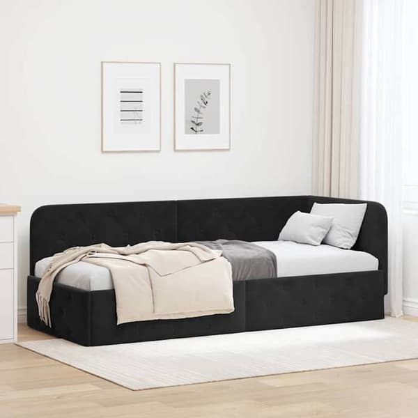 Maison Exclusive - Musta kulmasänky 80 x 200 cm Sametti