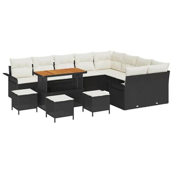 Maison Exclusive - Trädgårdsoffmöbelset 13 delar 12-sits Neutrala tonar