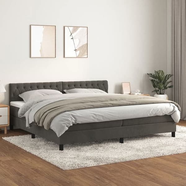 Maison Exclusive - Sänkylaatikko ja harmaa samettimatrassi 200x200cm