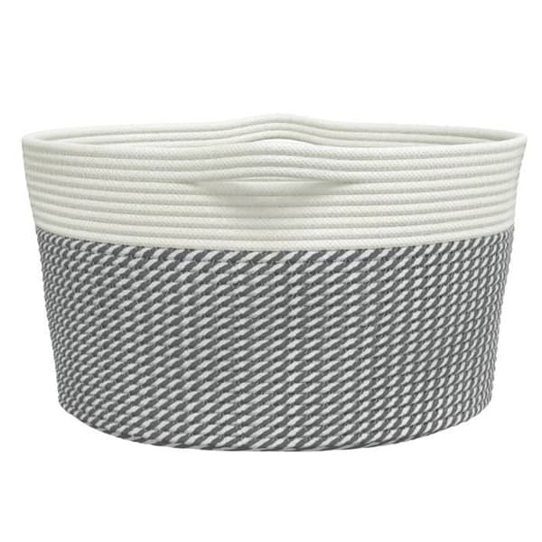 Maison Exclusive - Grå och vit förvaringskorg Ø40x25 cm i bomull grått och vitt