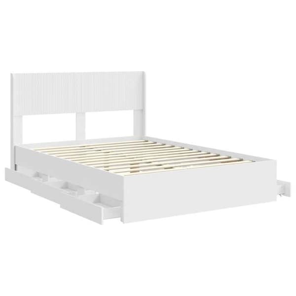 Maison Exclusive - Sengestel med opbevaring og hovedgærde Hvid 140 x 190 cm Vit
