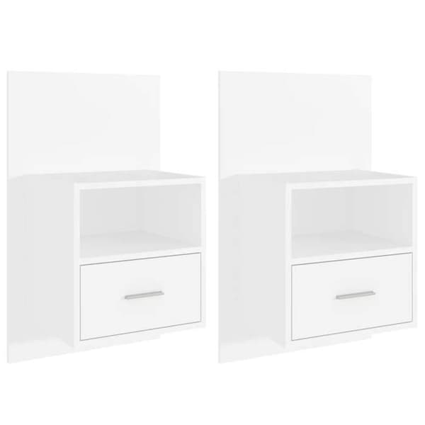 Väggmonterade sängbord - Exklusivt Hem - Vit - Väggmontering - 2 stycken, 1 låda Vit