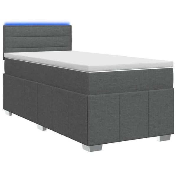 Maison Exclusive - Boxspring säng med madrass och LED Grå mörk 90 x 190 cm