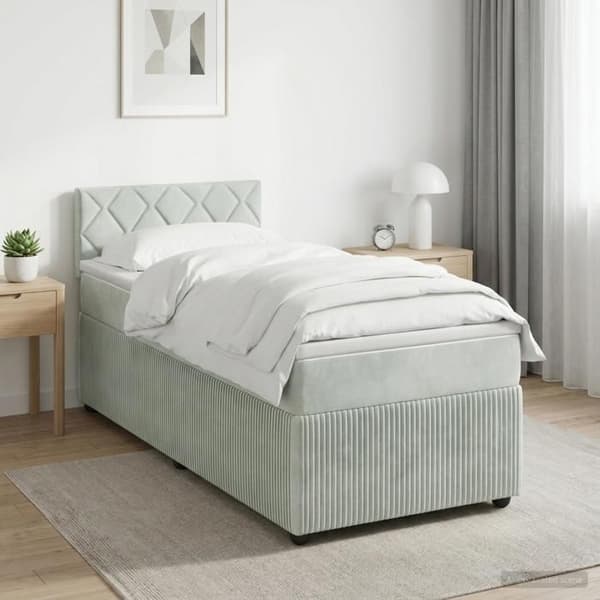 Maison Exclusive - Sängbox med madrass Ljusgrå 100 x 200 cm Sammet