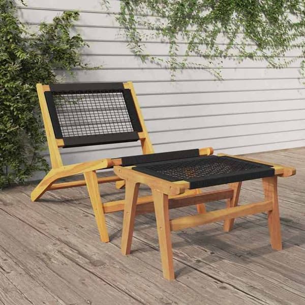 Maison Exclusive - Trädgårdsstol och fotpall i solid teak och polyester