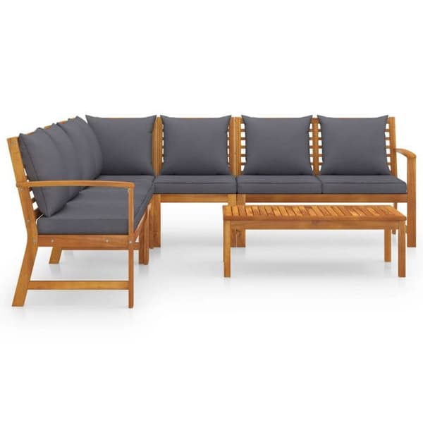 Maison Exclusive - Havegruppe 6 stk med pude i solid akacietræ