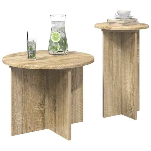 Maison Exclusive - Sæt af 2 sideborde Eg Sonoma Ø 45 x 35 cm Sonoma ek