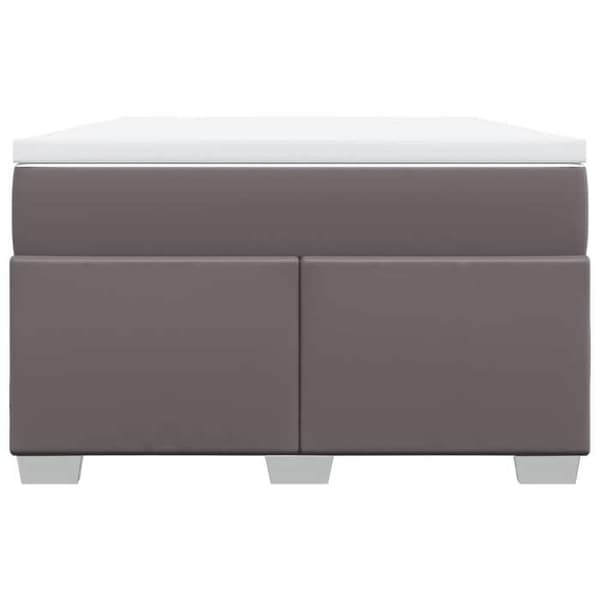 Maison Exclusive - Seng med lameller og grå madras 120x190 cm i kunstlæder
