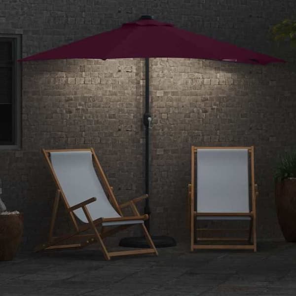 Trädgårdsparasol - MAISON EXCLUSIVE - 294x150x224 cm - Polyester & stål - Röd - Solenergi LED