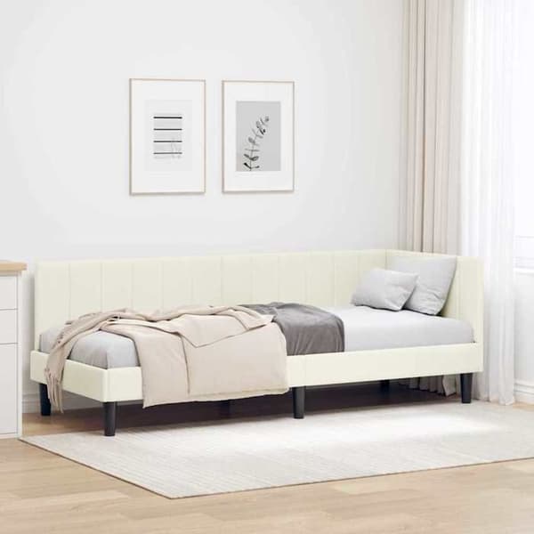 Maison Exclusive - Vinkel sengestel Creme 80 cm x 200 cm Velour