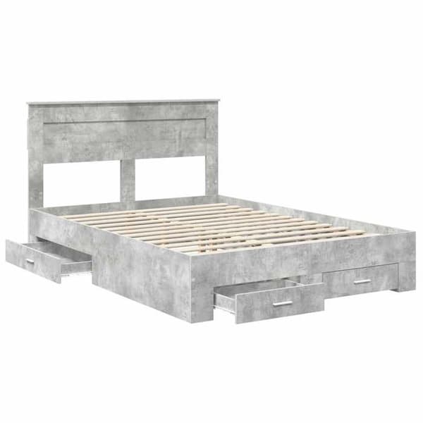Maison Exclusive - Sängram Grå betong 160 x 200 cm Ingenjörsträ