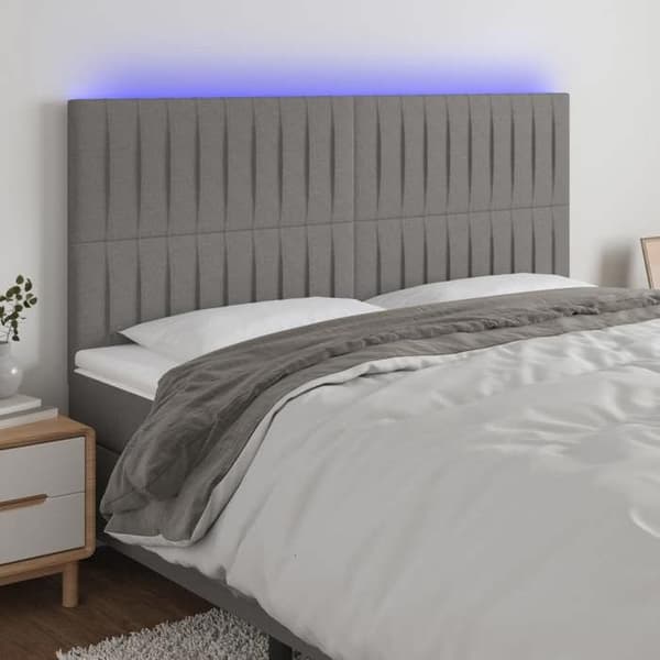 Maison Exclusive - LED-päätyharso Tummanharmaa 200x5x118/128 cm Kangas mörkgrå
