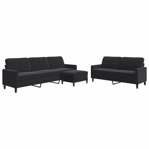 Maison Exclusive - Sæt af 3 sofaer med puder i sort velour