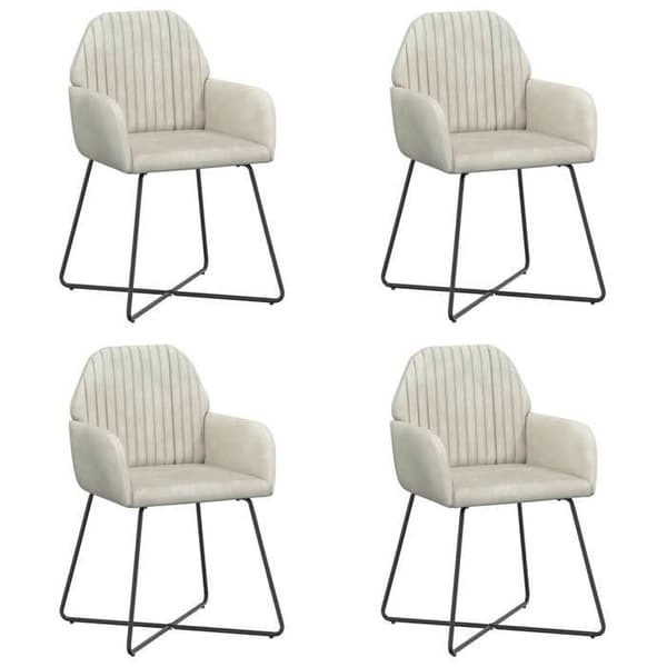 Maison Exclusive - Matstolar 4 st Sammet Kräm 55 x 50 x 84 cm