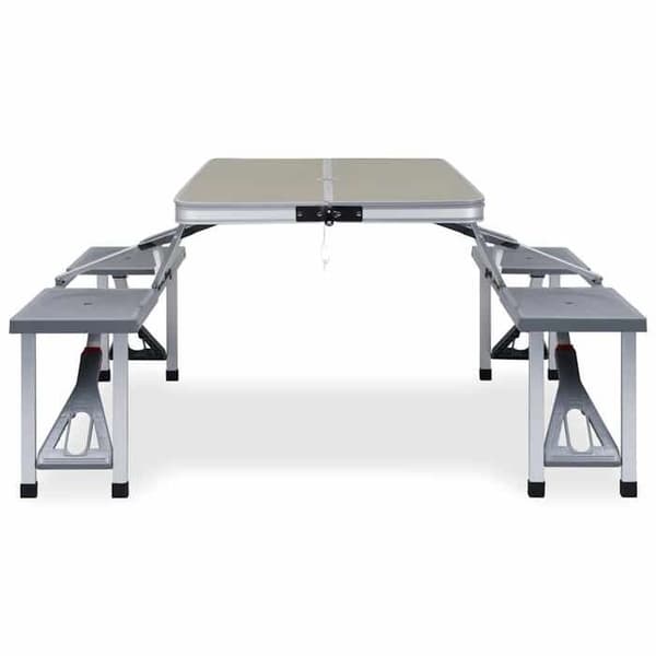 Maison Exclusive - Fällbart campingbord med 4 stolar i stål och aluminium