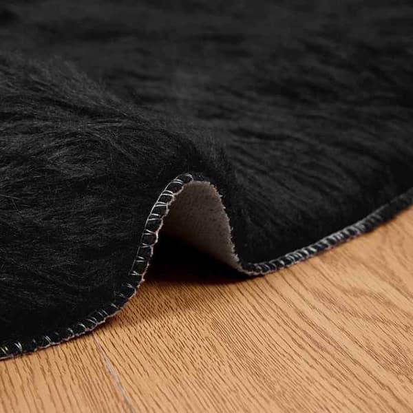 Tæppe - MAISON EXCLUSIVE - TAFALLA - Rund - Sort - Ø 120 cm Svart
