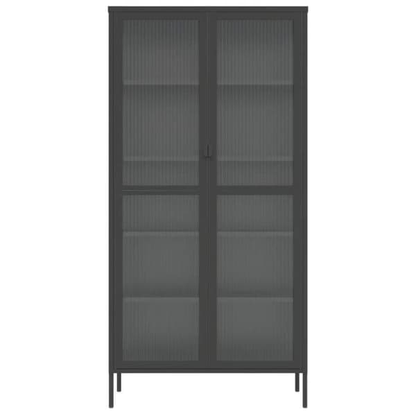 Maison Exclusive - Svart hög buffé 85x40x180 cm glas och stål