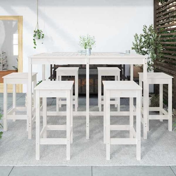 Maison Exclusive - Trädgårdsbarset 7 delar vit massiv furu