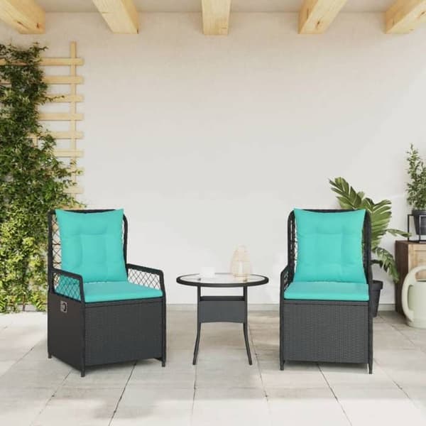 Maison Exclusive - Fällbara trädgårdsstolar set om 2 svart flätad resin Svart