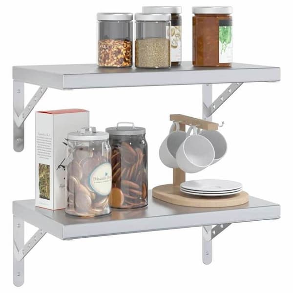 Maison Exclusive - Væghylder 2 stk 50x30 cm sølvfarvet rustfrit stål