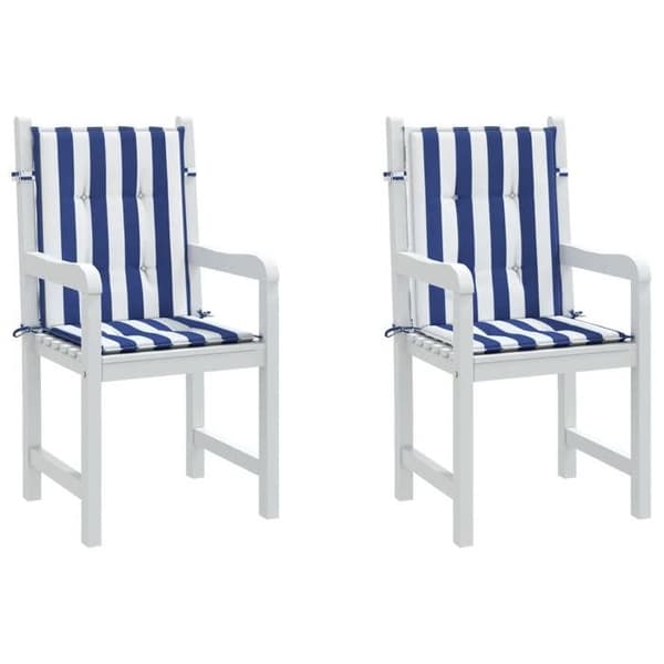 Maison Exclusive - Stolar med låg ryggstöd, 2-pack, blå och vit randig Blå och vit