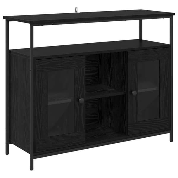 Buffet - EKSKLUSIVT HUS - 100 x 35 x 80 cm - Sort eg - Ingeniørtræ - Moderne svart ek