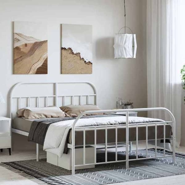 Sengestel - EKSKLUSIV HUS - 135x190 cm - Hvid - Stål - Lamelseng Vit