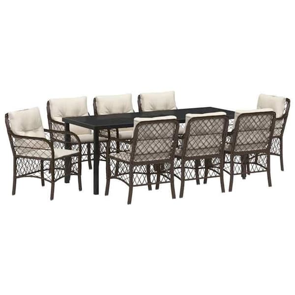 Maison Exclusive - 9 pc spisebordssæt til haven i brun polyrotin brun