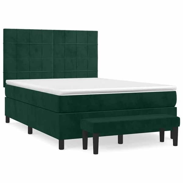 Maison Exclusive - Sängbotten med lameller och mörkgrön madrass 140x200cm Sammet