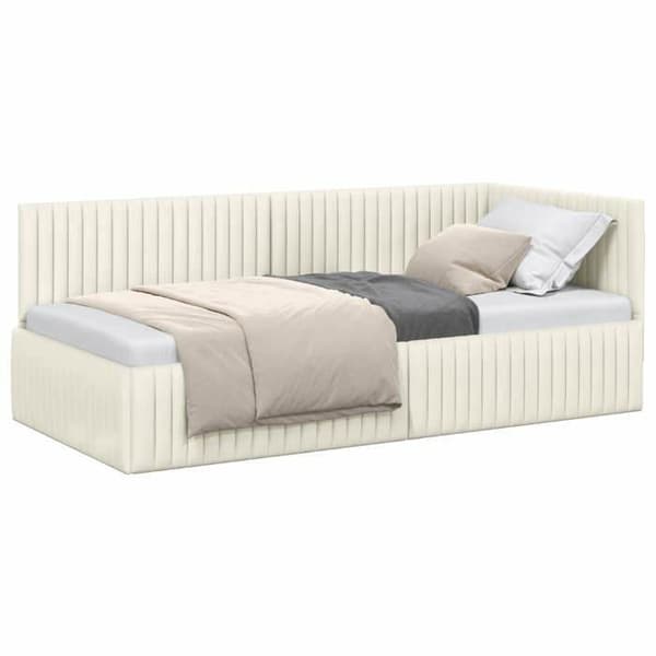 Maison Exclusive - Hörnsängram Creme 90 cm x 200 cm Sammet