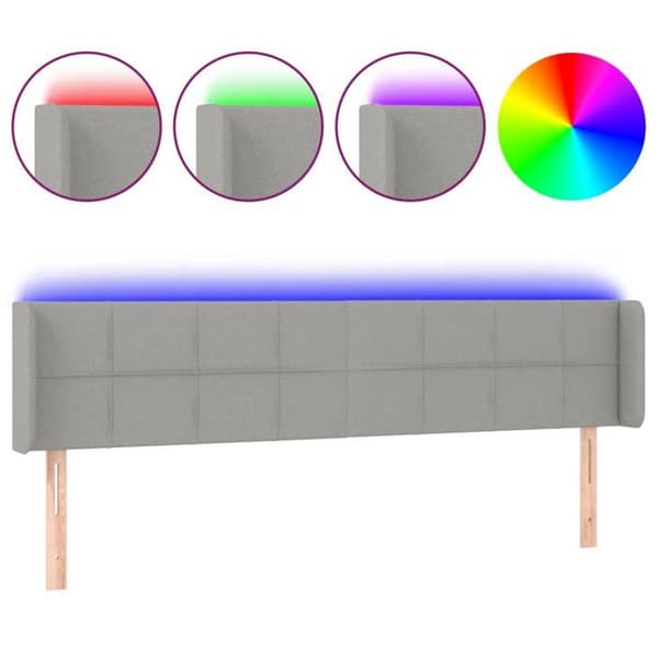 Maison Exclusive - LED-päätyharso Vaaleanharmaa 183x16x78/88 cm Kangas ljusgrått