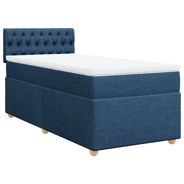 Maison Exclusive - Seng med lameller og madras Blå 100x200 cm Stof