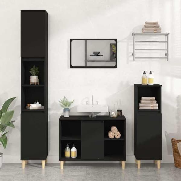 Maison Exclusive - Sort vaskemøbel 80x33x60 cm ingeniørtræ