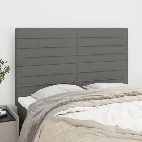 Maison Exclusive - Mörkgrå sänggavel 144 x 5 x 118/128 cm Tyg Mörkgrå