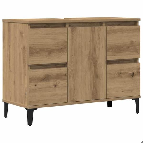 Maison Exclusive - Håndlavet egetræ vaskeskab 80x33x60 cm ingeniørtræ