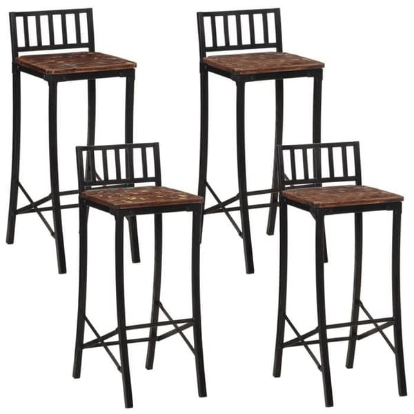 Maison Exclusive - Barstolar set om 4 i massivt återvunnet trä