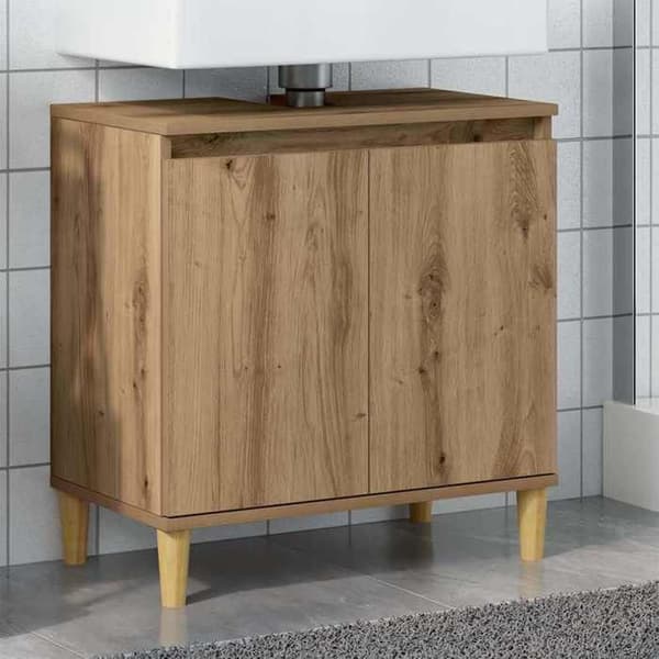 Maison Exclusive - Håndlavet egetræ vaskeskab 58x33x60 cm ingeniørtræ