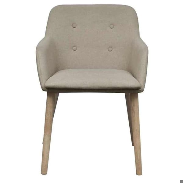 Spisestole - Eksklusivt Hus - Sæt af 2 - Beige stof - Massiv egetræsfødder beige