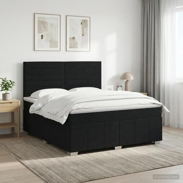 Maison Exclusive - Boxspring seng med madras Sort 140 x 190 cm Stof