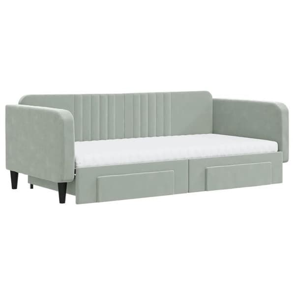 Maison Exclusive - Dagbed og sovesofa med lysegrå skuffer 100x200 cm velour ljusgrått