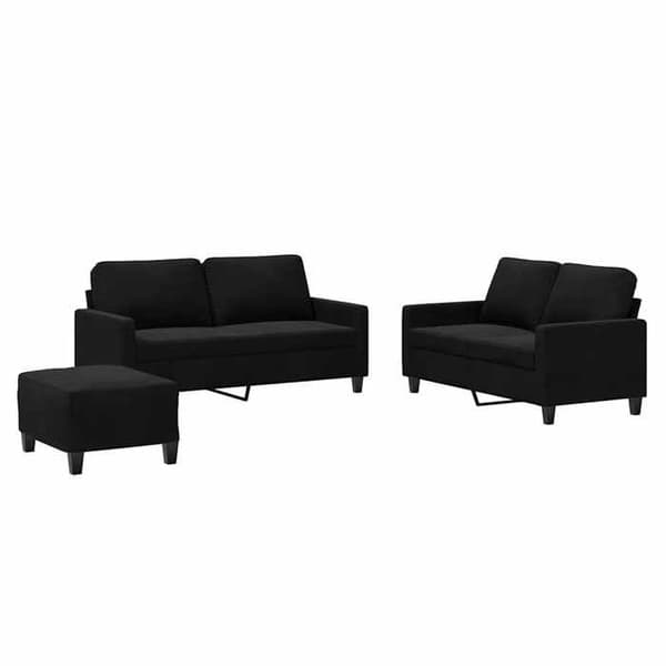 Maison Exclusive - 3 kpl:n sohvasetti tyynyillä, musta sametti
