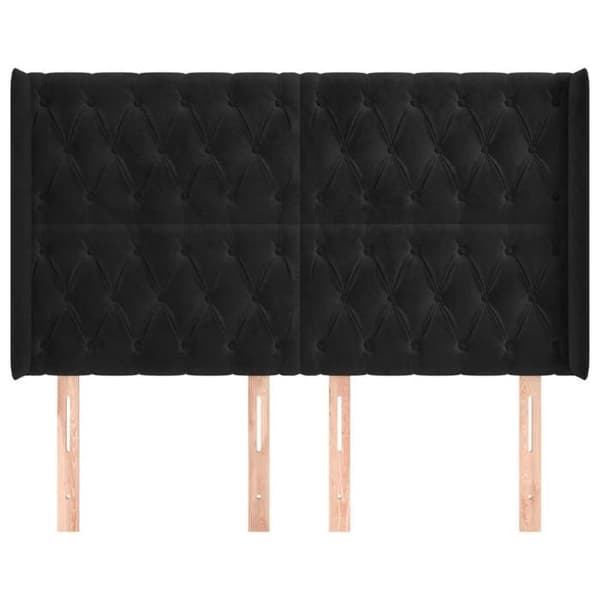 Maison Exclusive - Päätylevy korvilla Musta 147x16x118/128 cm Sametti Svart