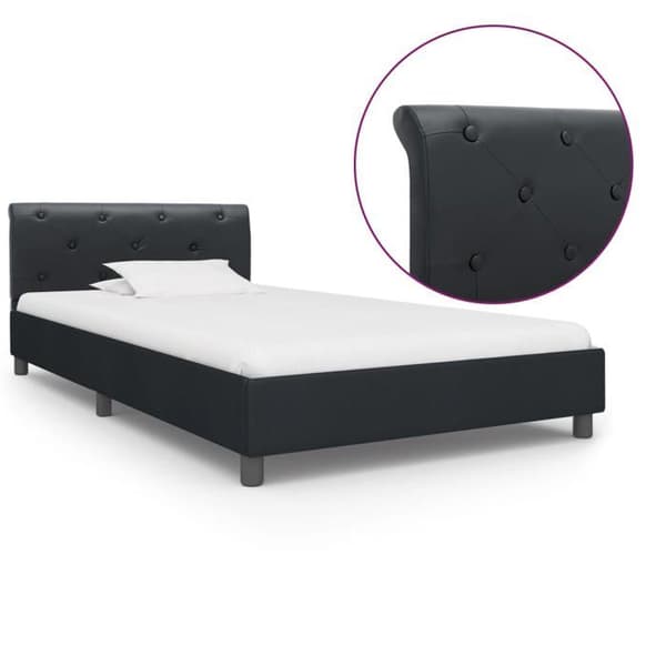 Sengestel - Eksklusivt Hus - Sort - Syntetisk Læder - 100 x 200 cm Svart
