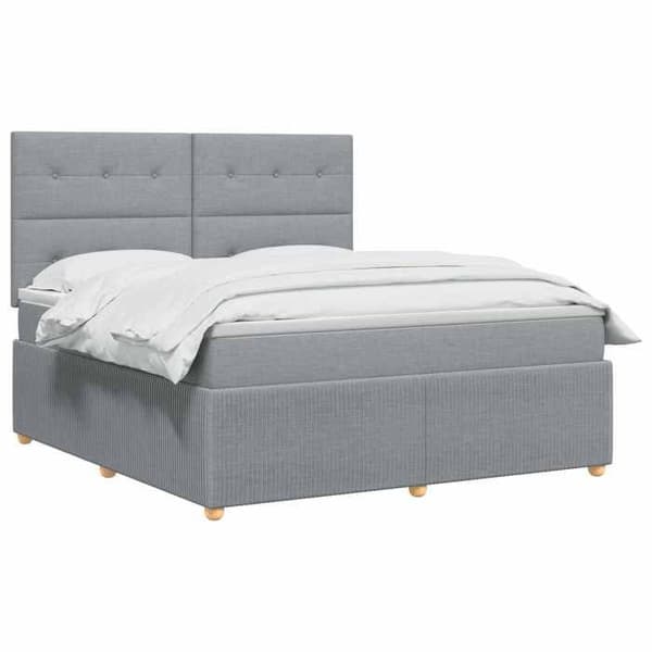 Maison Exclusive - Boxspring seng med LED og madras Lys grå 140 x 190 cm Stof Ljusgrått