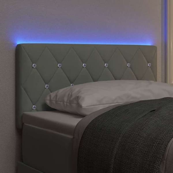 Sänggavel - EXKLUSIV HEM - Sammet - Ljusgrå - 80 cm - RGB LED-remsor Ljusgrått