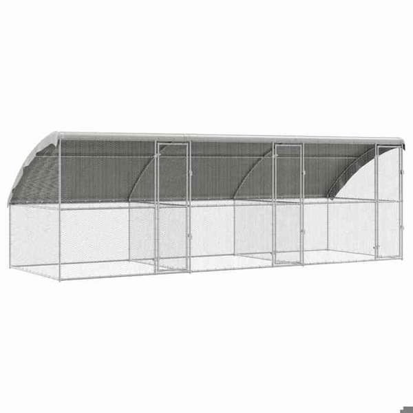 Maison Exclusive - Hönsgård med 3 dörrar 3 delar Silver 600x200x200cm Silver