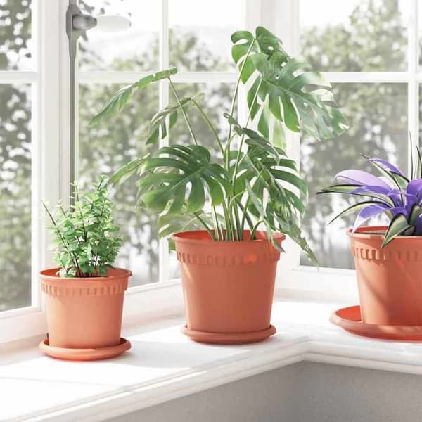 Maison Exclusive - Blomkrukor 6 st Röd tegel Plast