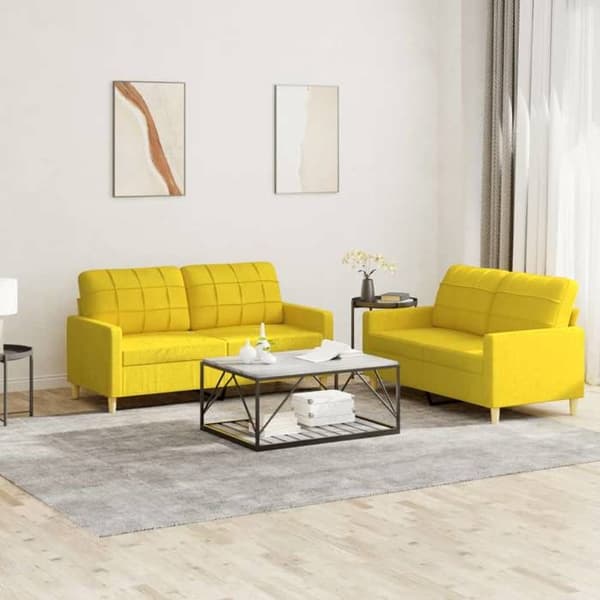 Maison Exclusive - Sæt af 2 sofaer med puder Lys gul Stof